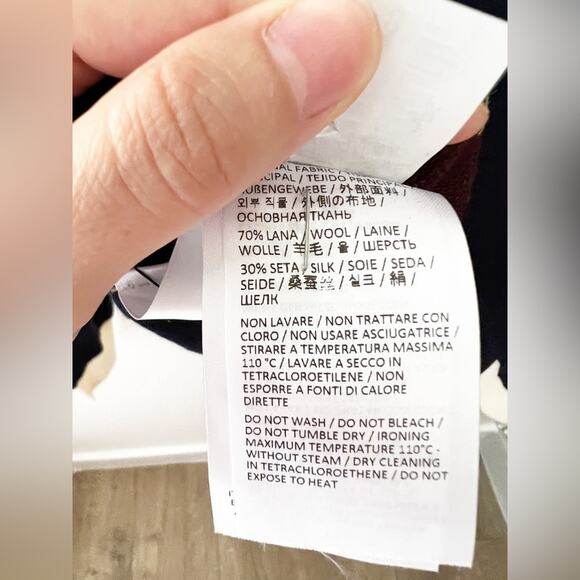 Eleventy Navy Colorblock Turtleneck Wool Cashmere Pullover Sweater Size M - Picture 5 of 8